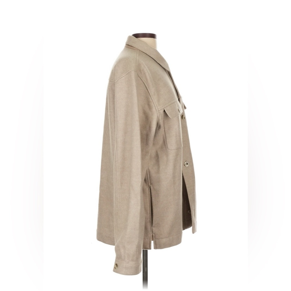 Gap Women’s Wool Blend Cream Tan Shacket Large Button Down Soft Chore Coat - Picture 5 of 15